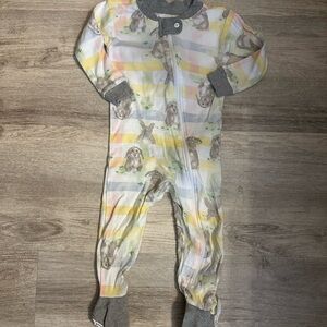 Adorable Bunny Print Footie Pajamas